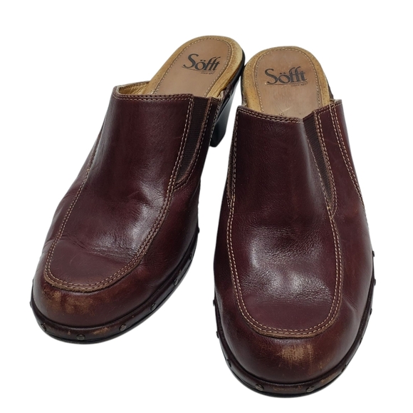 Sofft Women's Brown Leather Clogs Mules Size 8.5 - Picture 16 of 16